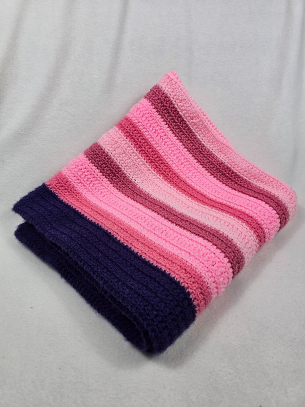 Handmade Crochet Striped Blanket Shawl Wrap Pink Purple Cottage Granny Core